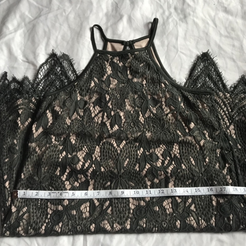 Love, Fire Dark Green Lace Strappy Dress-Size Medium - Picture 3 of 5